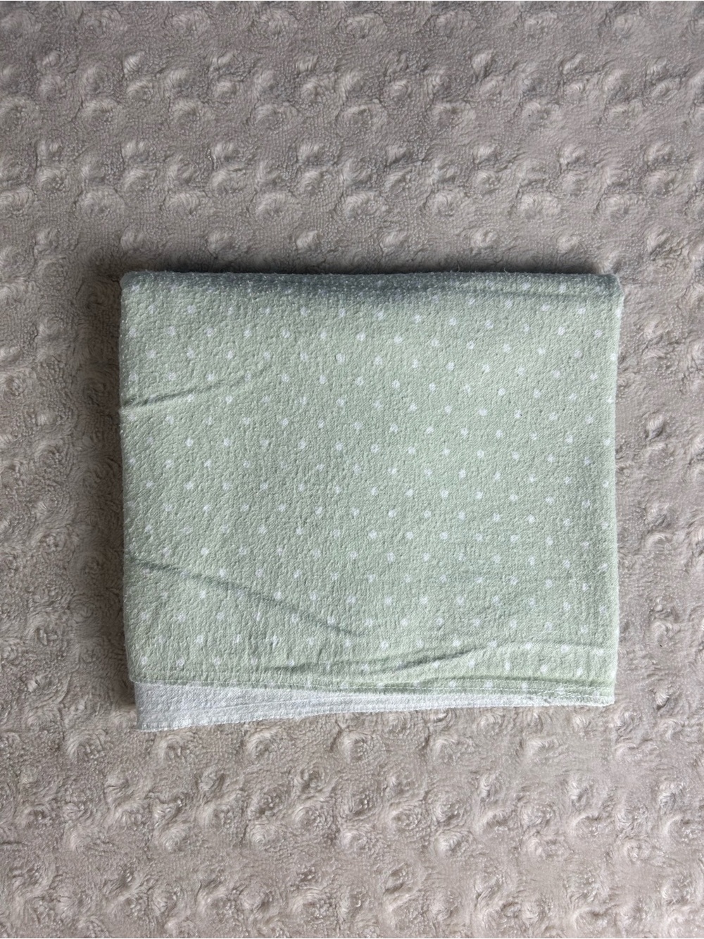 Parent's Choice Green White Polka Dots Baby Receiving Blanket Thin Flannel